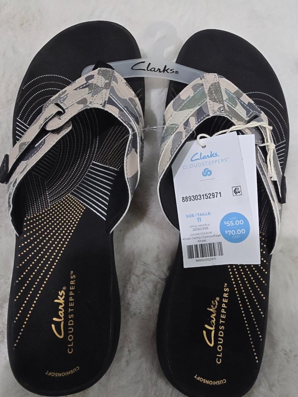 Clarks Cloudsteppers Brinkley Jazz Khaki Camo Camouflage Women's Size 11 NEW